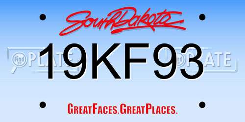 19KF93 South Dakota License Plate