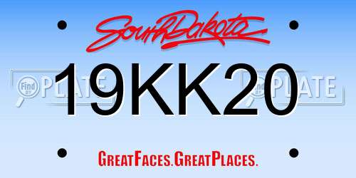 19KK20 South Dakota License Plate
