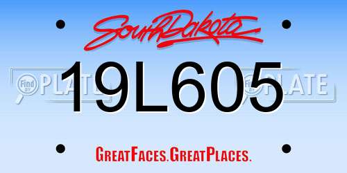 19L605 South Dakota License Plate