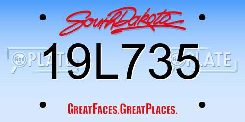 19L735 South Dakota License Plate