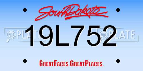 19L752 South Dakota License Plate
