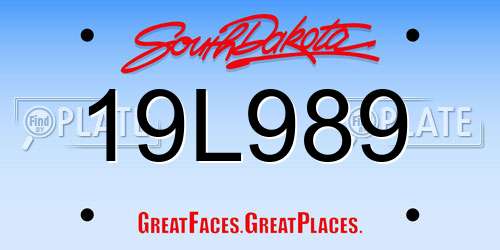19L989 South Dakota License Plate