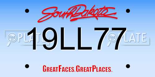 19LL77 South Dakota License Plate