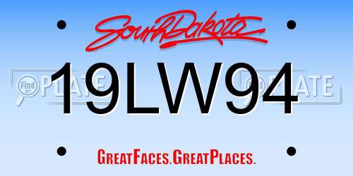 19LW94 South Dakota License Plate