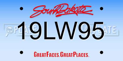 19LW95 South Dakota License Plate
