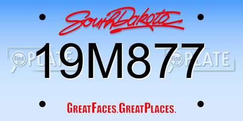 19M877 South Dakota License Plate