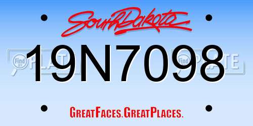 19N7098 South Dakota License Plate