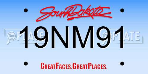 19NM91 South Dakota License Plate