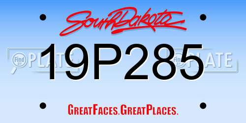 19P285 South Dakota License Plate