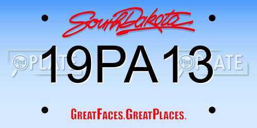 19PA13 South Dakota License Plate