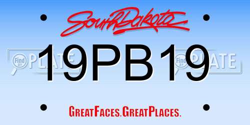 19PB19 South Dakota License Plate