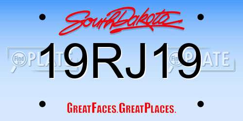 19RJ19 South Dakota License Plate