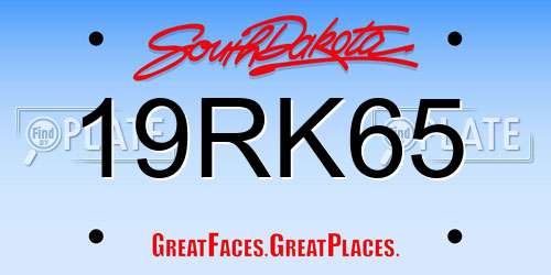 19RK65 South Dakota License Plate