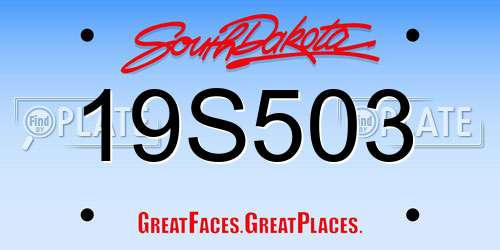 19S503 South Dakota License Plate