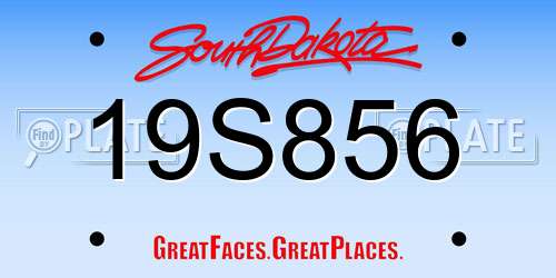 19S856 South Dakota License Plate