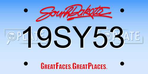 19SY53 South Dakota License Plate