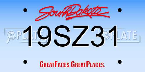 19SZ31 South Dakota License Plate