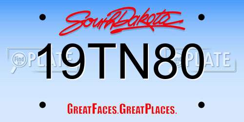 19TN80 South Dakota License Plate