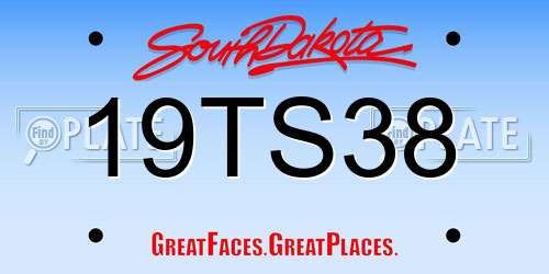 19TS38 South Dakota License Plate