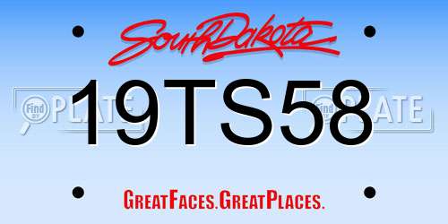 19TS58 South Dakota License Plate