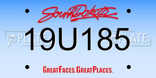 19U185 South Dakota License Plate