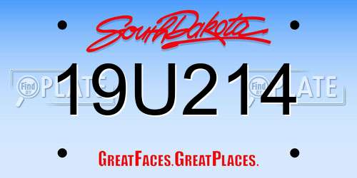 19U214 South Dakota License Plate