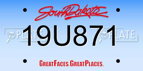19U871 South Dakota License Plate