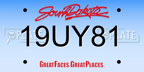 19UY81 South Dakota License Plate