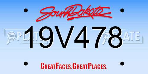 19V478 South Dakota License Plate