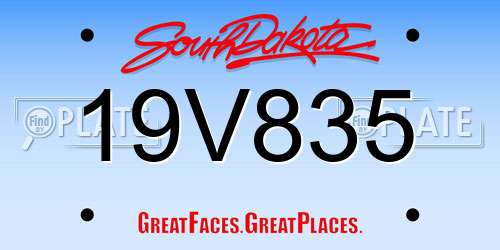 19V835 South Dakota License Plate