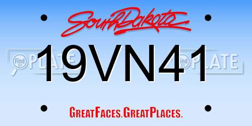 19VN41 South Dakota License Plate