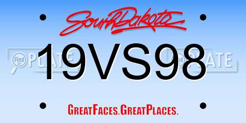 19VS98 South Dakota License Plate