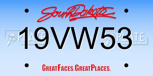 19VW53 South Dakota License Plate