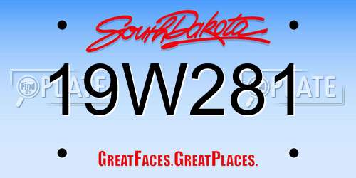 19W281 South Dakota License Plate