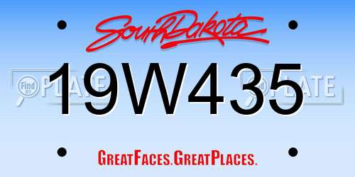 19W435 South Dakota License Plate