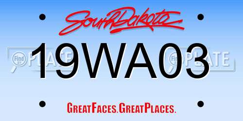 19WA03 South Dakota License Plate