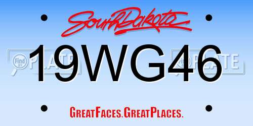19WG46 South Dakota License Plate