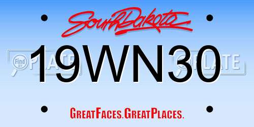 19WN30 South Dakota License Plate