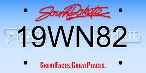 19WN82 South Dakota License Plate