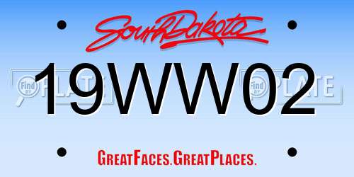 19WW02 South Dakota License Plate