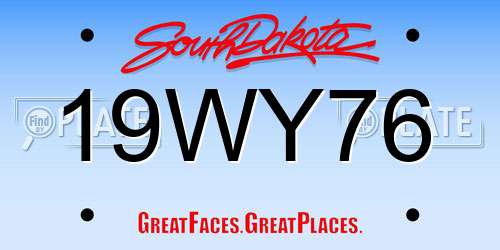 19WY76 South Dakota License Plate