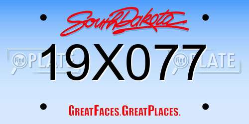 19X077 South Dakota License Plate