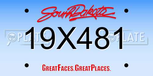 19X481 South Dakota License Plate