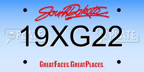 19XG22 South Dakota License Plate