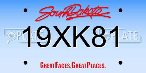 19XK81 South Dakota License Plate