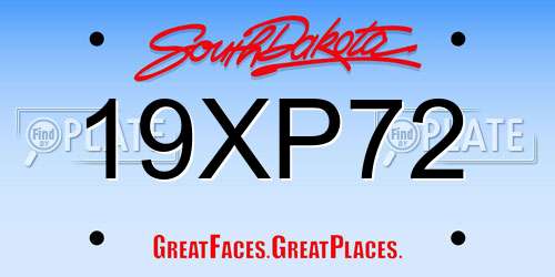 19XP72 South Dakota License Plate