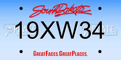 19XW34 South Dakota License Plate