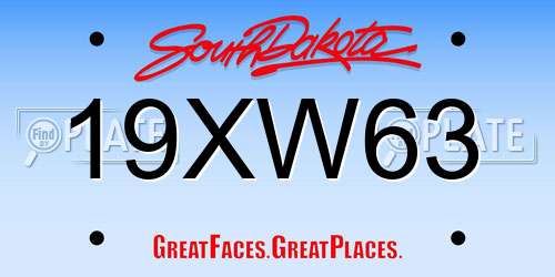 19XW63 South Dakota License Plate