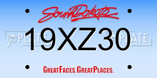 19XZ30 South Dakota License Plate