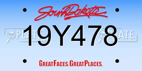 19Y478 South Dakota License Plate